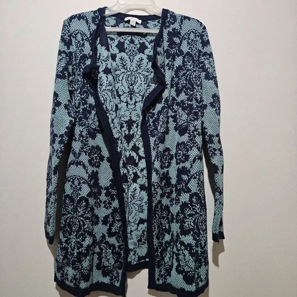Isaac Mizrahi blue floral cardigan Size XS